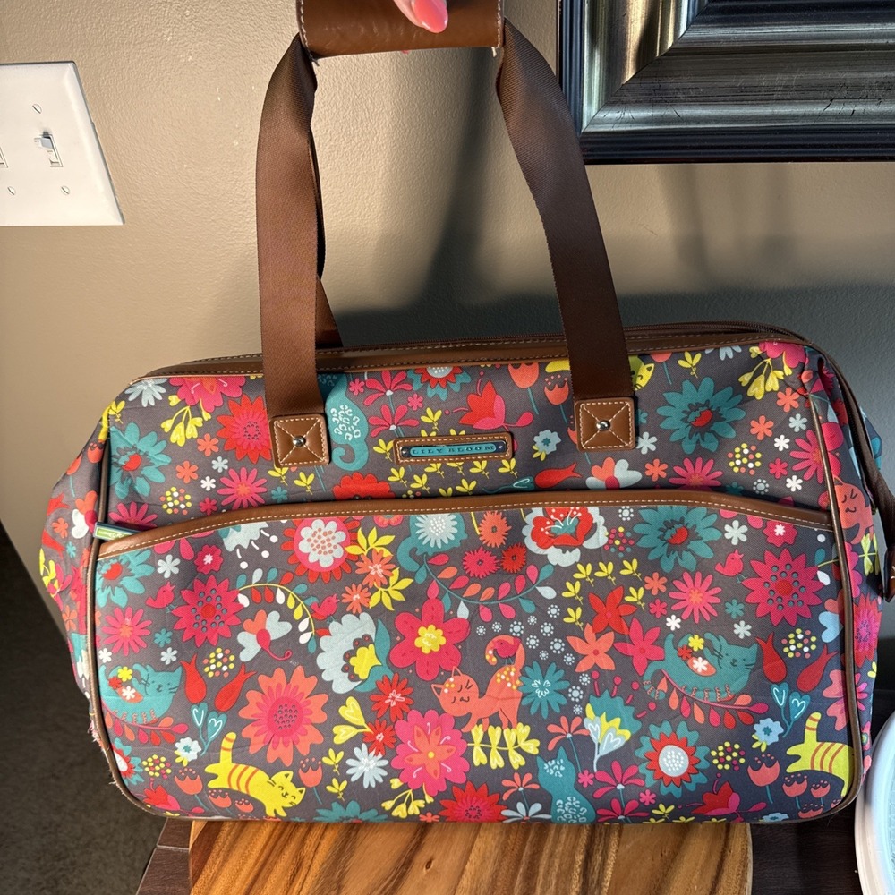 Lily Bloom Pattern 22 Inch Duffel Bag with 2-Rolling Wheels, Weekender Overni...